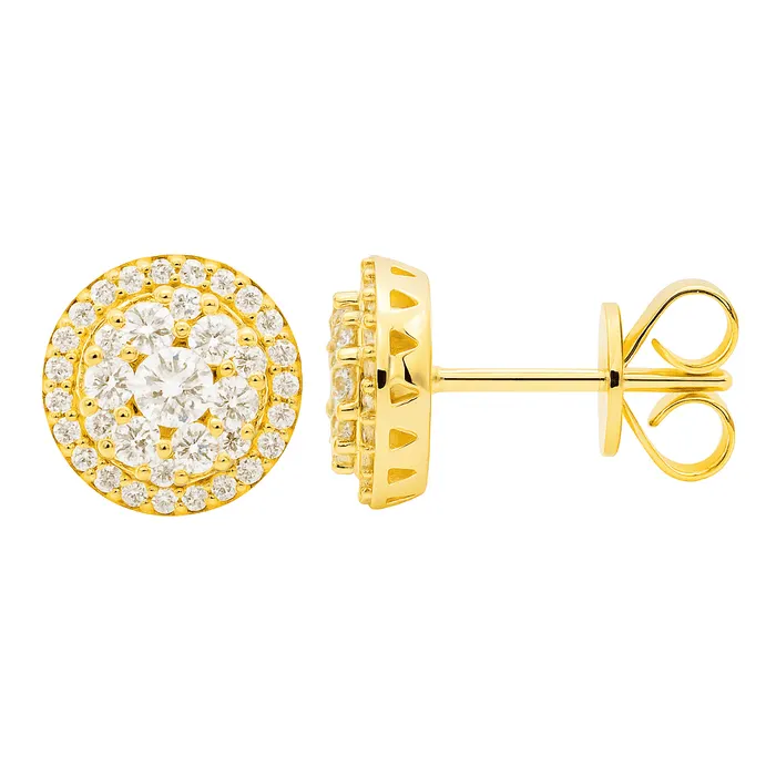 18K Yellow Gold Diamond Stud Earrings, 0.77ct