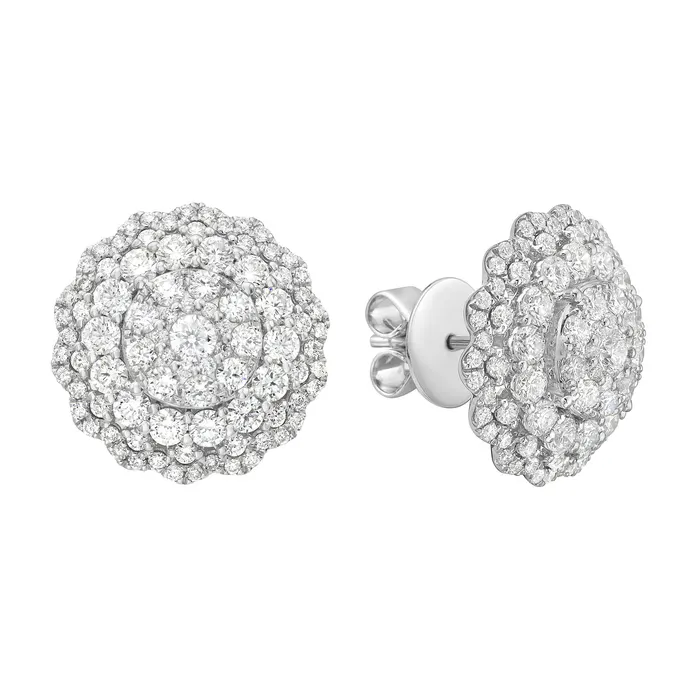 18K White Gold Diamond Studs Earrings, 2.81ct